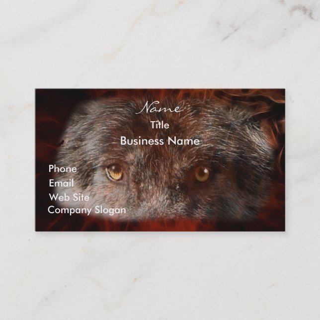WOLF EYES Carte de visite de soutien à la faune (Devant)