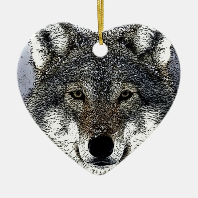 Wolf Eyes Ceramic Ornament (Front)