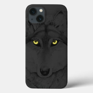 Wolf Eyes II (yellow eyes) - gray iPhone 13 Case