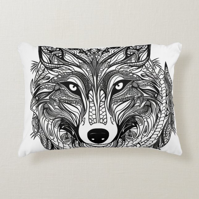 Wolf Face Accent Pillow (Front)