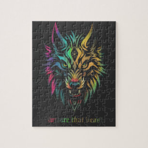 Wolf face colourful airbrush Nurture that beast Jigsaw Puzzle