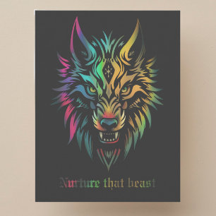 Wolf face colourful airbrush Nurture that beast Postcard