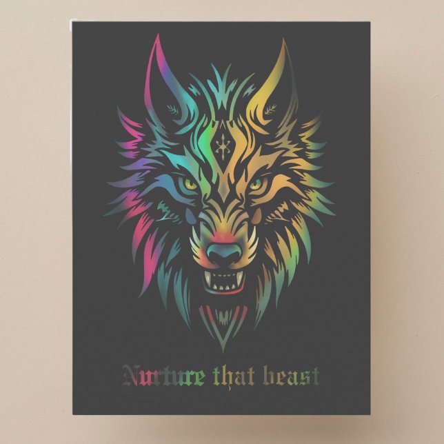 Wolf face colourful airbrush Nurture that beast Postcard (Creator Uploaded)