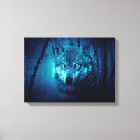 Wolf face in dark fantasy forest