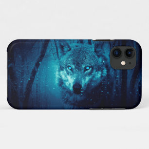 Wolf face in dark fantasy forest iPhone 11 case