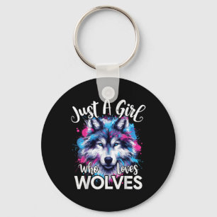 Wolf Face Just A Girl Who Loves Wolves Keychain