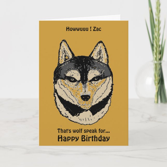 Wolf Face named birthday card (Front)