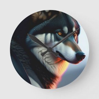 Wolf Face Picture Art Round Clock