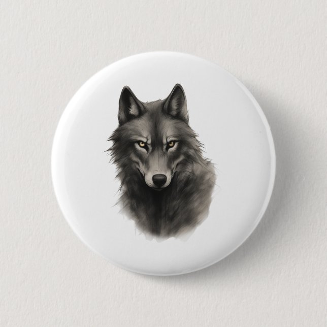 Wolf Face Sticker  2 Inch Round Button (Front)