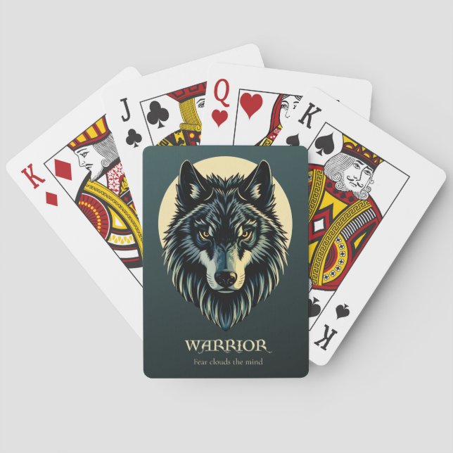 Wolf face warrior fenrir nordic game playing cards (Back)