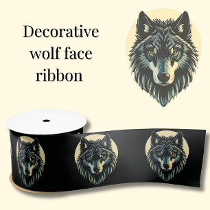Wolf face warrior fenrir nordic gift wrapping satin ribbon