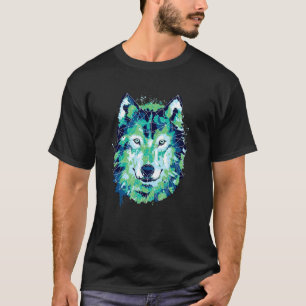 Wolf Face Wolf Watercolor Geometric Graphic Art T-Shirt