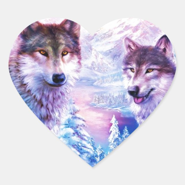 Wolf Family Heart Sticker (Front)