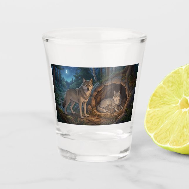 Wolf Family   Shot Glass (Front)