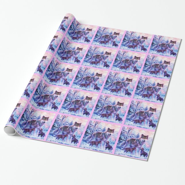 Wolf Family Wrapping Paper (Unrolled)