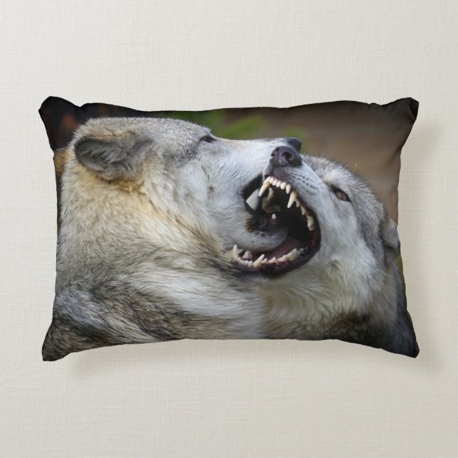 Wolf Fight Decorative Pillow (Front)