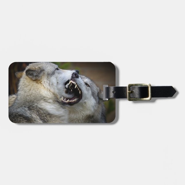Wolf Fight Luggage Tag (Front Horizontal)
