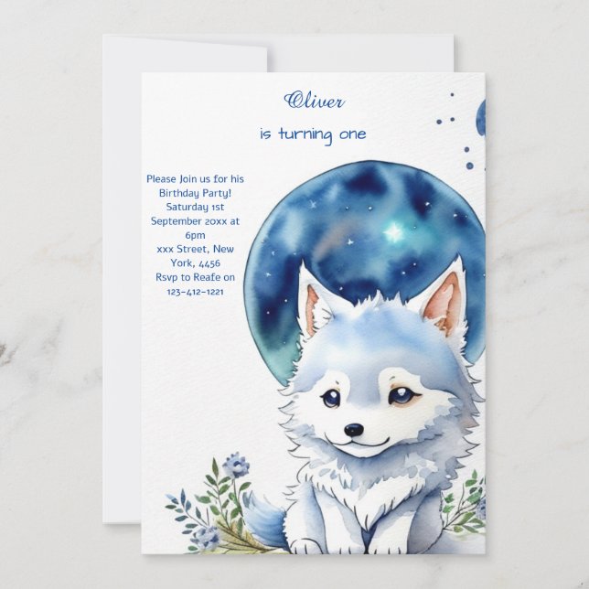 Wolf First Birthday Invitation (Front)