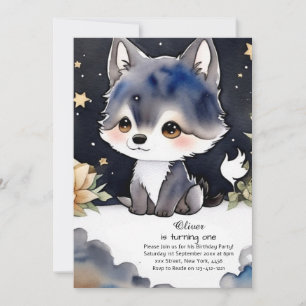 Wolf First Birthday Invitation