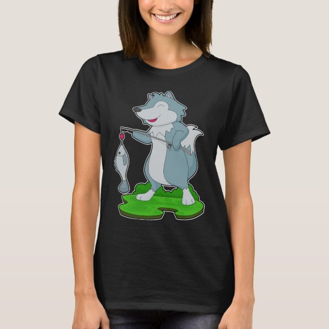 Wolf Fisher Fishing rod Fishing T-Shirt (Front)