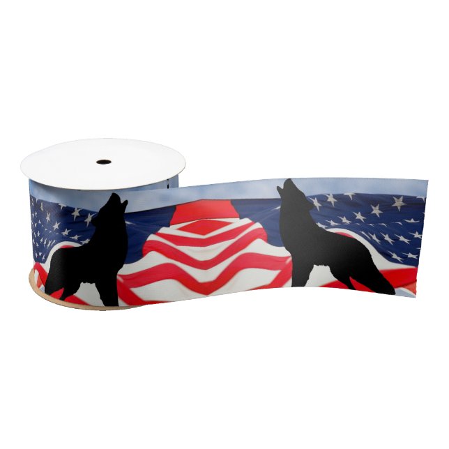 Wolf Flag Satin Ribbon (Spool)