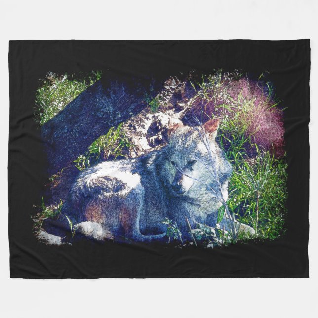 Wolf Fleece Blanket (Front (Horizontal))