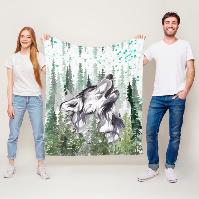 Wolf Fleece Blanket | Colourful Wolf Fleece Blanke (In Situ)