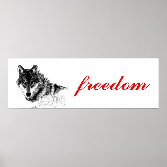 Wolf Freedom Motivational Inspirational Poster (Front)
