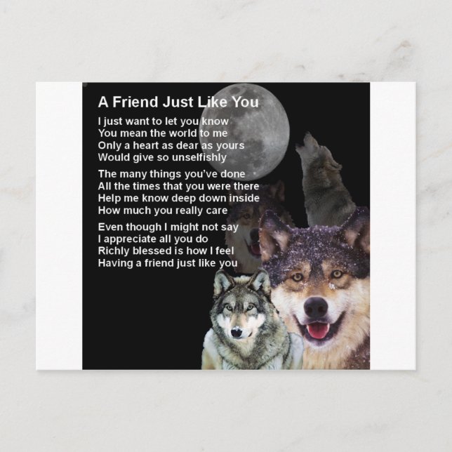 Wolf - Friend Poem Postcard (Front)