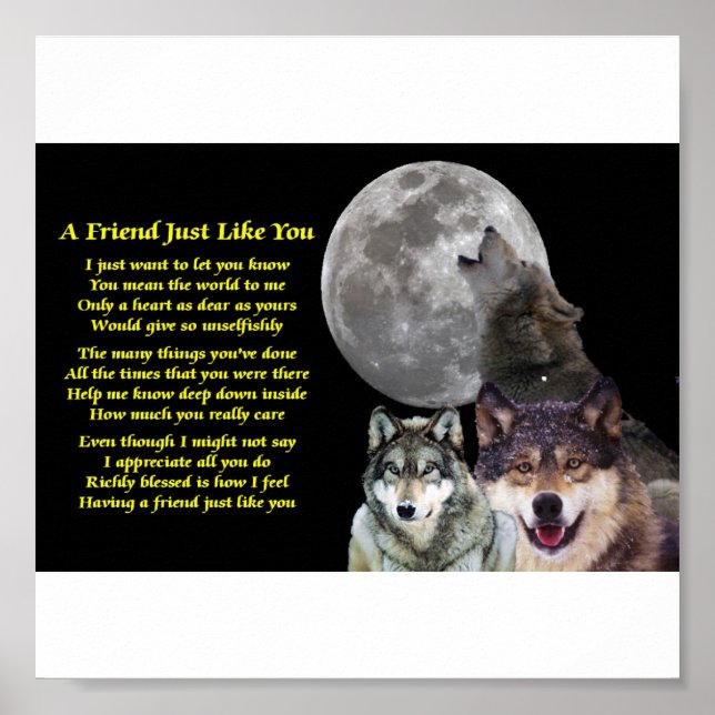 Wolf - friend poem poster (Front)