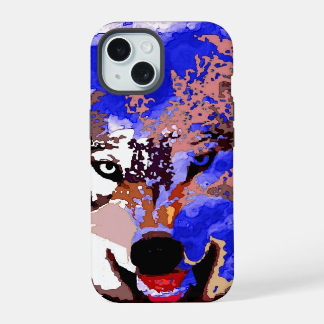 Wolf & Full Moon iPhone 15 Case (Back)