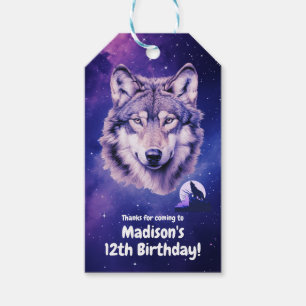 Wolf Galaxy Stars Cosmic Birthday Party Gift Tags