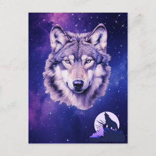 Wolf Galaxy Stars Cosmic Birthday Party  Postcard