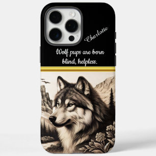 Wolf gazes at calm mountains and forests iPhone 16 pro max case