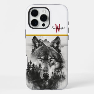 Wolf gazes through misty forest iPhone 16 pro max case