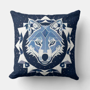 Wolf Geometric Illustration Throw Pillow