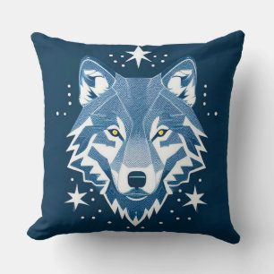 Wolf Geometric Illustration Throw Pillow