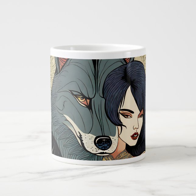 Wolf Gift Mrs. Jugendstil Russia Ornament Large Coffee Mug (Front)