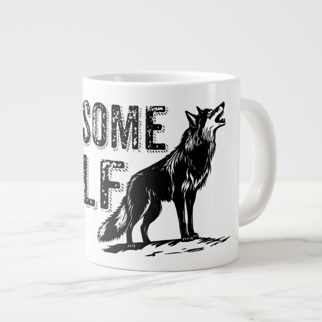 Wolf Gift Retro Spruch Vintage Large Coffee Mug (Front Right)