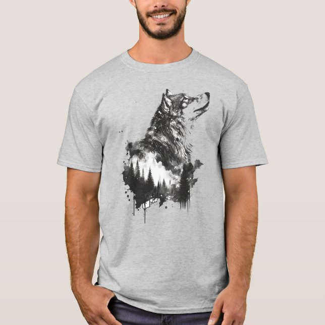 Wolf Graphic Art Animal Wolves Fan Art T-Shirt (Front)