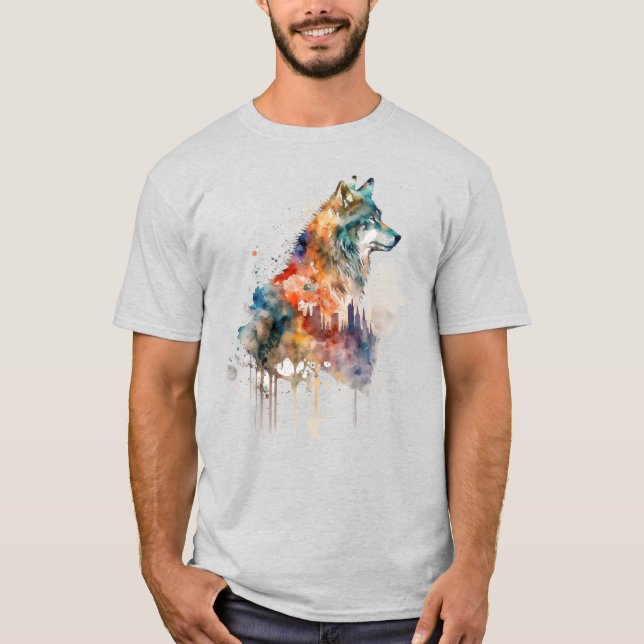 Wolf Graphic Art Animal Wolves Fan Art T-Shirt (Front)