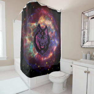 Wolf Graphic Artwork, Purple Cosmic Background
