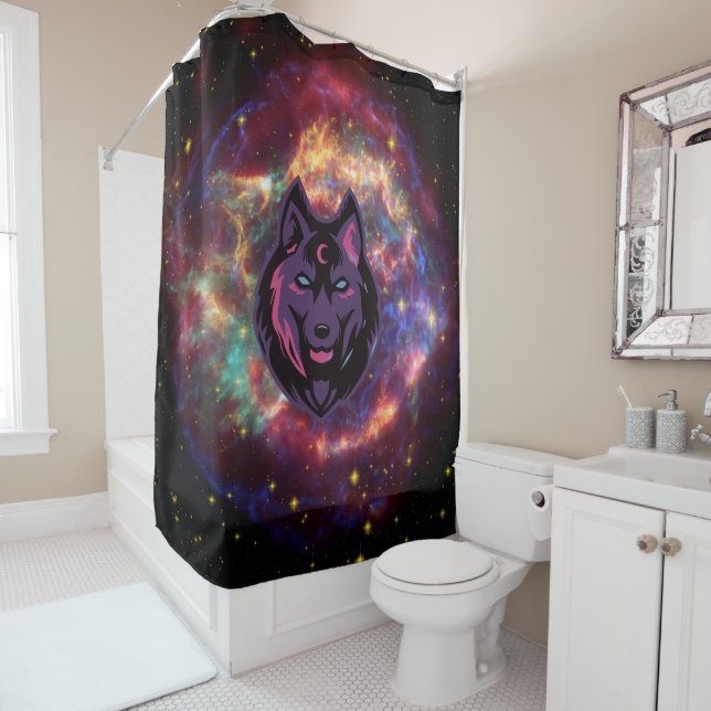 Wolf Graphic Artwork, Purple Cosmic Background (In Situ)