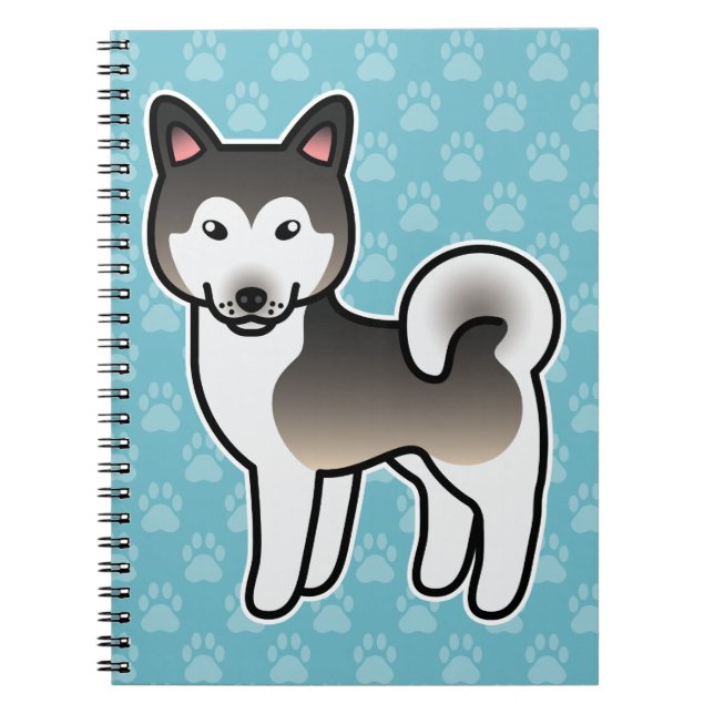 Wolf Grey Alaskan Malamute Dog Illustration Notebook (Front)