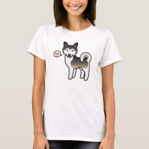 Wolf Grey Alaskan Malamute Dog Love Illustration T-Shirt
