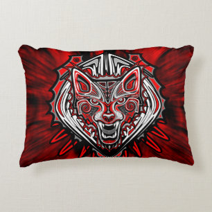 Wolf Haida Tribal Totem Design Accent Pillow
