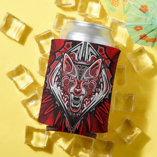Wolf Haida Tribal Totem Design Can Cooler