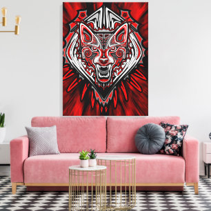 Wolf Haida Tribal Totem Design Canvas Print