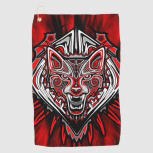 Wolf Haida Tribal Totem Design Golf Towel