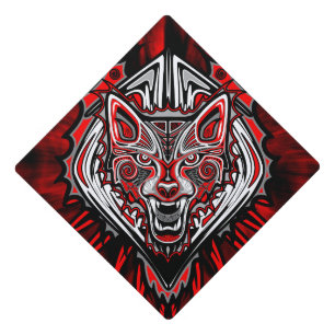 Wolf Haida Tribal Totem Design Graduation Cap Topper